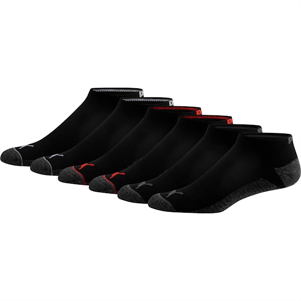 Men's Low Cut Socks [6 Pack], BLACK / RED, extralarge